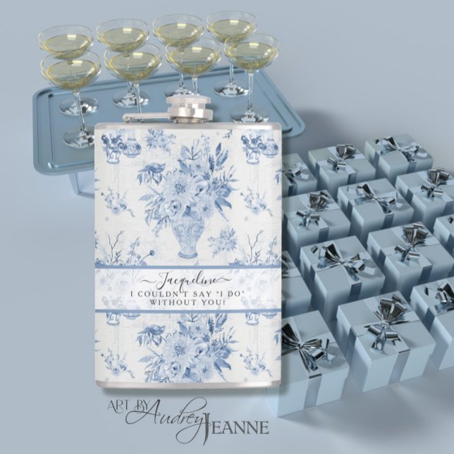 Elegant Blue n White Blommigt Classic Bridesmaid Fickplunta (Skapare uppladdad)