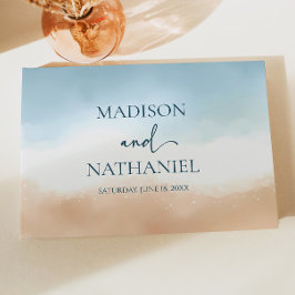 Elegant Blue Ocean Beach Shore Sand Bröllop Gästböcker