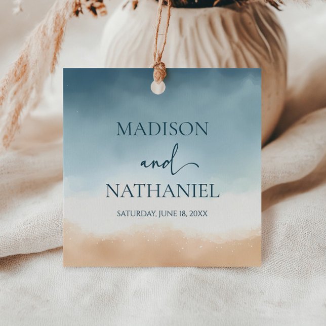 Elegant Blue Ocean Beach Shore Sand Bröllop Gåvor Etiketter (Skapare uppladdad)