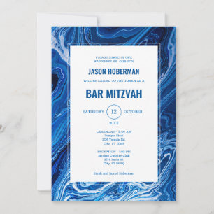 Elegant Blue Ocean Waves Bar Mitzvah Inbjudningar