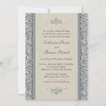 Elegant Blue och Beige Baroque Mönster Bröllop