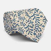 Elegant Blue och Cream Botanical Calico Mönster
