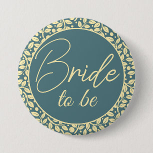 Elegant Blue och Cream Löv Bride ska Knapp