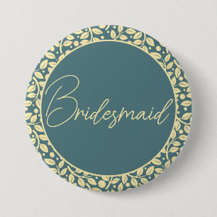 Elegant Blue och Cream Löv Bridesmaid Knapp