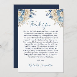 Elegant Blue och Elfenbenskusten Ro Bröllop Tack Kort