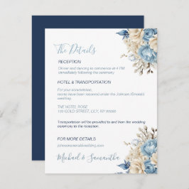 Elegant Blue och Elfenbenskusten Ro Bröllop Tilläggskort