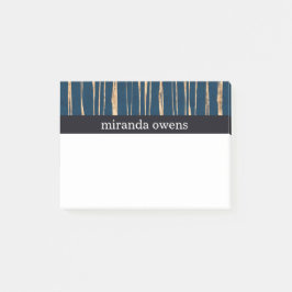 Elegant Blue- och Faux-guldolja Post-it Block