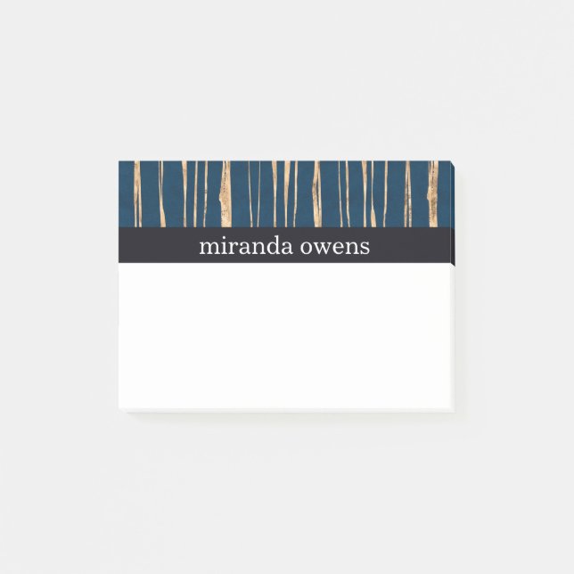 Elegant Blue- och Faux-guldolja Post-it Block (Framsida)