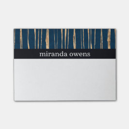 Elegant Blue- och Faux-guldolja Post-it Block