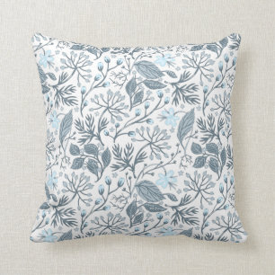 elegant blue och grått löv kudde