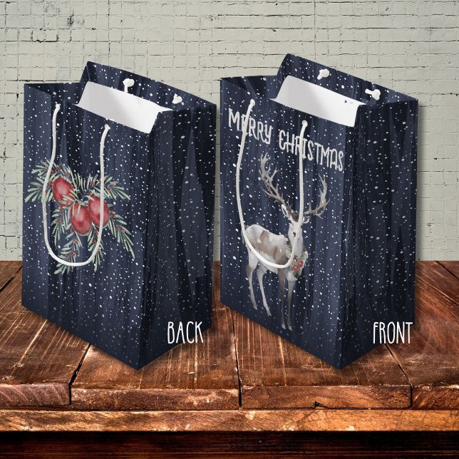 Elegant Blue och Grått Snowy Reindeer jul (Skapare uppladdad)