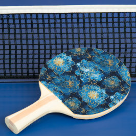 Elegant Blue och Guld Blommigt - Snyggt Botaniskt Pingisracket