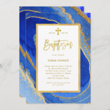 Elegant Blue och Guld Geode | Baptism
