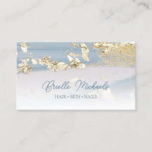 Elegant Blue och Guld Gilded Glitter Beauty Salon Visitkort