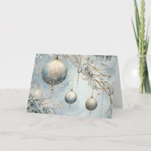 Elegant Blue och Guld julprydnader Kort