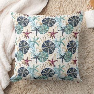 Elegant Blue och Guld Ocean Treasures Mönster Kudde