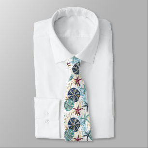 Elegant Blue och Guld Ocean Treasures Mönster Slips