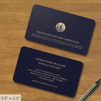 Elegant Blue och Guld Professionell Notary Public Visitkort
