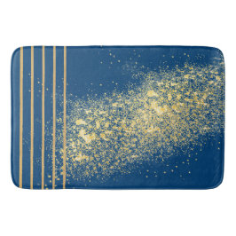 Elegant blue och guld rand Bath Mat Badrumsmatta