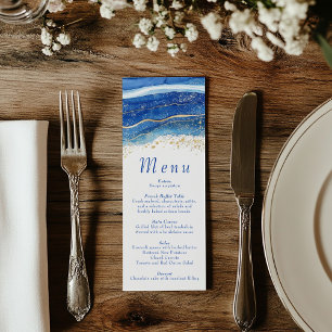 Elegant Blue och Guld Watercolor Meny