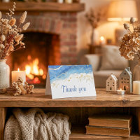 Elegant Blue och Guld Watercolor Tack