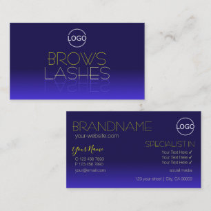 Elegant Blue och Gult Spegel Brev med Logotyp Visitkort