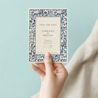 Elegant blue och kräm blommigt vintage stil