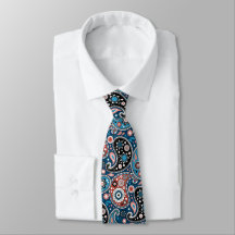 Elegant Blue och Red Persian Paisley Print