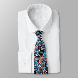 Elegant Blue och Red Persian Paisley Print Slips