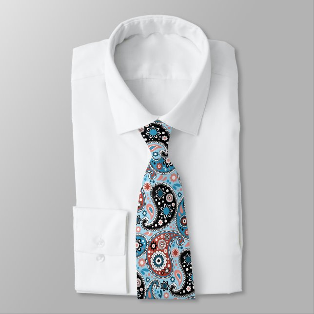 Elegant Blue och Red Persian Paisley Print Slips (Bunden)