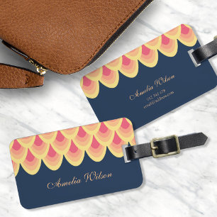 Elegant Blue och Rosa Geometric Luggage Tag Bagagebricka
