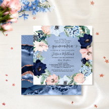 Elegant Blue och Rosa Quinceañera, Blommigt