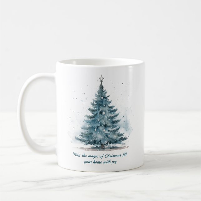 Elegant Blue och Silver Winter Wonderland Kaffemugg (Vänster)