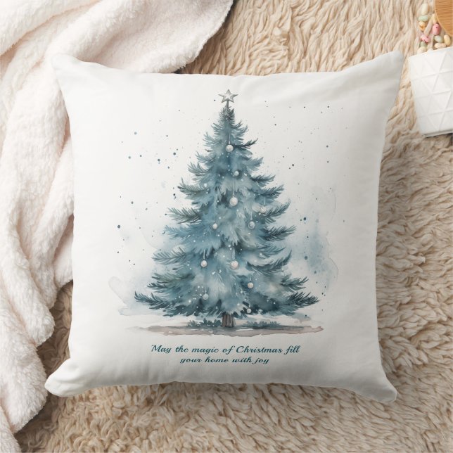 Elegant Blue och Silver Winter Wonderland Kudde (Filt)