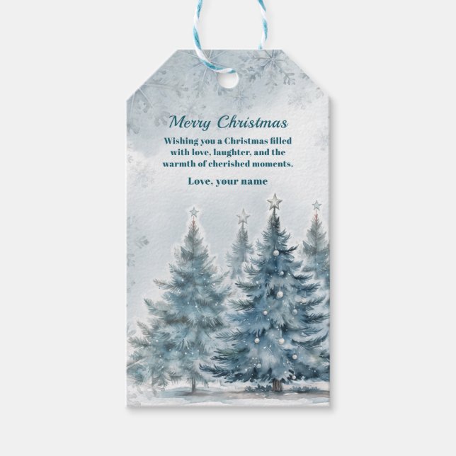 Elegant Blue och silver Winter Wonderland Presentetikett (Framsidan)