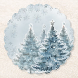 Elegant Blue och silver Winter Wonderland Underlägg Papper
