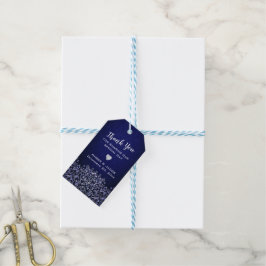 Elegant Blue- och White Damask | Vinterbröllop Presentetikett