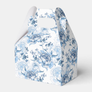 Elegant Blue och White Engraved Peonies Presentaskar