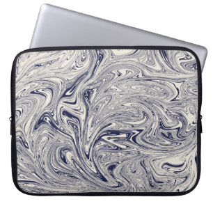 Elegant Blue och White Marble Swirl Laptop Fodral
