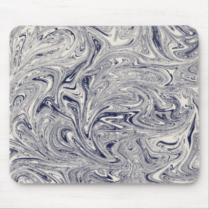 Elegant Blue och White Marble Swirl Musmatta
