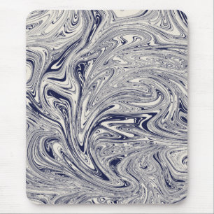 Elegant Blue och White Marble Swirl Musmatta