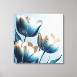 Elegant Blue - och White Tulips Canvastryck