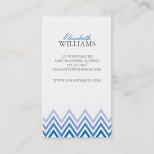 Elegant Blue Ombre Chevron Rand Visitkort