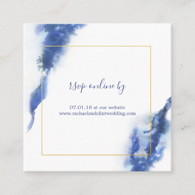 Elegant Blue Ombre Marble Bröllop OSA Cards Tilläggskort (Framsida)