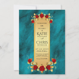 Elegant Blue Opulence guld lyxinbjudan till royal  Inbjudningar