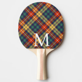 Elegant blue & orang tartan plaid Monogram Pingisracket