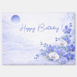 Elegant Blue Orchid Birthday Magnet
