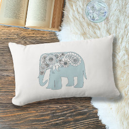 Elegant Blue Paisley Elephant Lumbarkudde