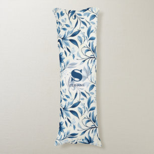 Elegant Blue Paisley Lövs - Vit bakgrund (1) Kroppskudde