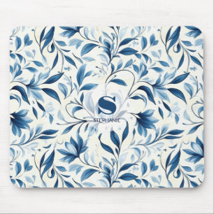 Elegant Blue Paisley Lövs - Vit bakgrund (1) Musmatta